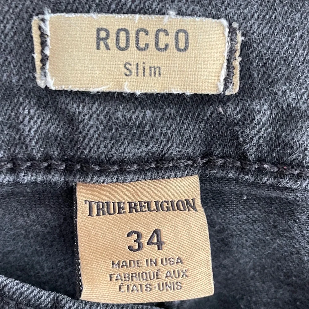True Religion Jeans Men's Black 34 36 Button Fly Rocco Slim EUC